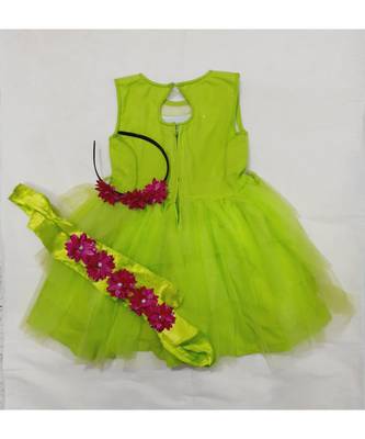 Green Tulle Floral Dress with Detachable belt 1