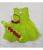 Green Tulle Floral Dress with Detachable belt