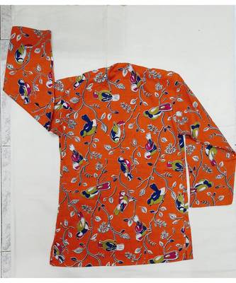 Orange Block print Kurta 2