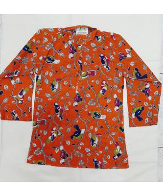 Orange Block print Kurta 1