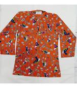 Orange Block print Kurta