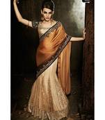 lehanga style saree  embroidered insertion in lehanga saree with sequin textured border