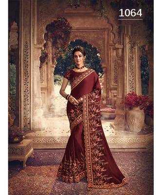 maroon art silk embroidered art silk sarees 1