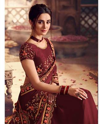 maroon art silk embroidered art silk sarees 2