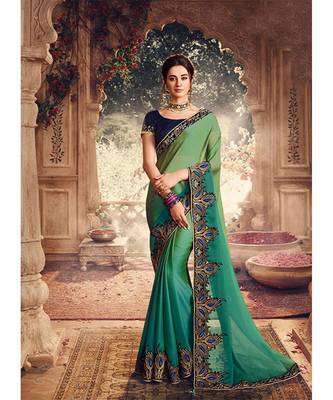 green art silk embroidered art silk sarees 1