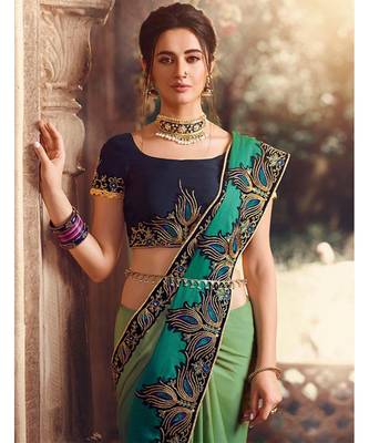 green art silk embroidered art silk sarees 2