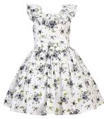 Black printed cotton kids-girl-gowns