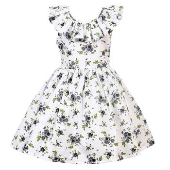 Black printed cotton kids-girl-gowns 2