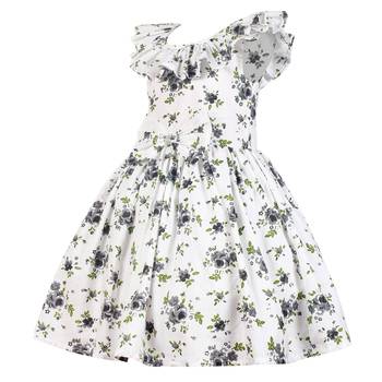 Black printed cotton kids-girl-gowns 3