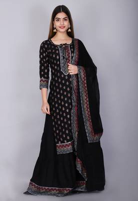 Black embroidered rayon kurtas-and-kurtis 1