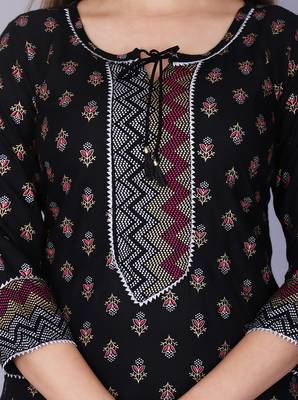 Black embroidered rayon kurtas-and-kurtis 4