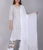 White printed rayon kurtas-and-kurtis