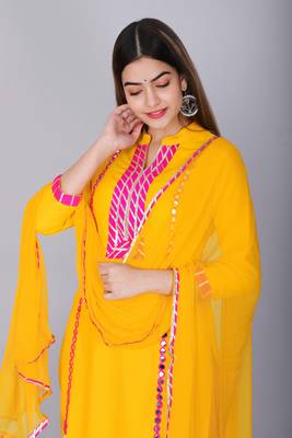 Yellow embroidered rayon kurtas-and-kurtis 3