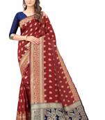 Maroon Woven Art Silk  Saree With Blouse