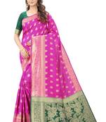 Pink Woven Art Silk  Saree With Blouse