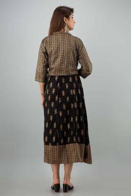 Black printed rayon kurtis with Jacket 2