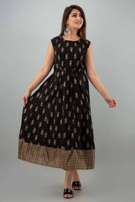 Black printed rayon kurtis with Jacket 4