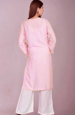 Peach embroidered rayon kurtas-and-kurtis 2