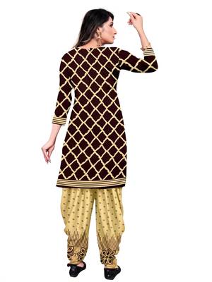 Brown Floral Print Leon Unstitched Salwar Kameez 3