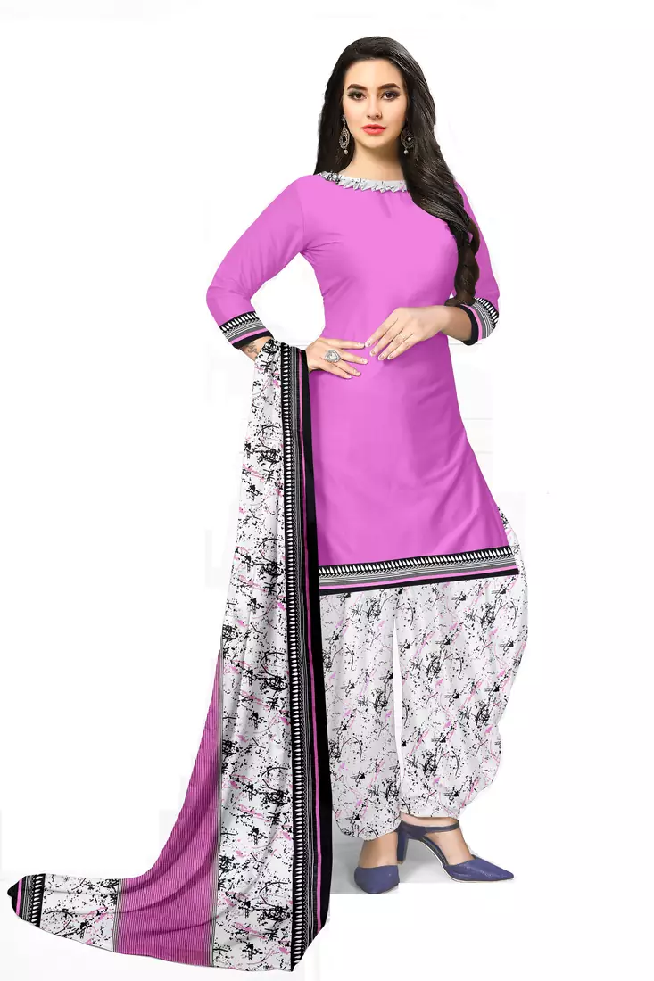 Purple Floral Print Leon Unstitched Salwar Kameez