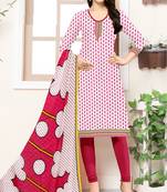 White Floral Print Leon Unstitched Salwar Kameez