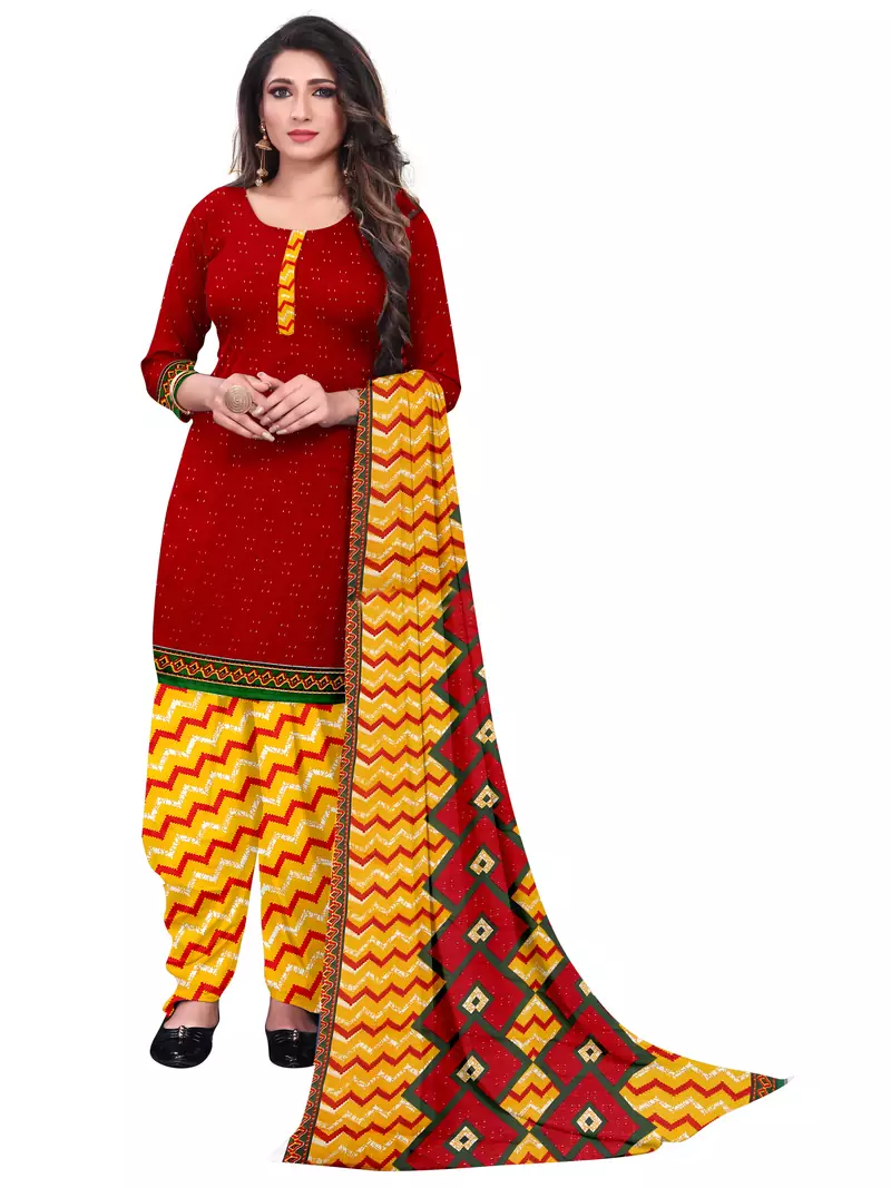 Maroon Abstract Print Leon Unstitched Salwar Kameez