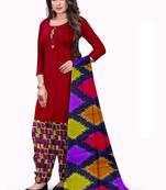 Maroon Abstract Printed Leon Unstitched Salwar Kameez