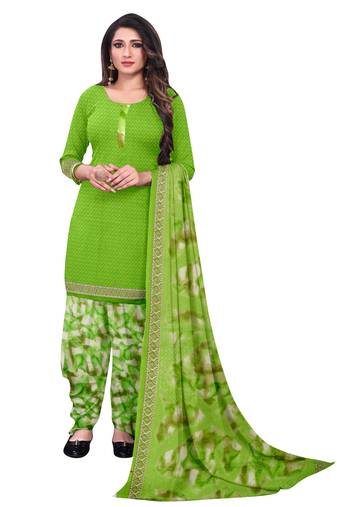Green Abstract Print Leon Unstitched Salwar Kameez
