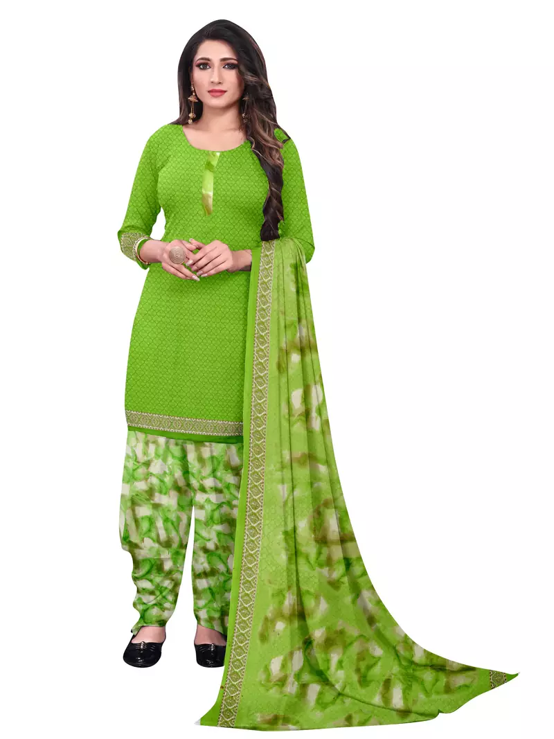 Green Abstract Print Leon Unstitched Salwar Kameez