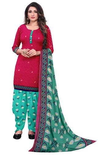 Pink Floral Print Leon Unstitched Salwar Kameez