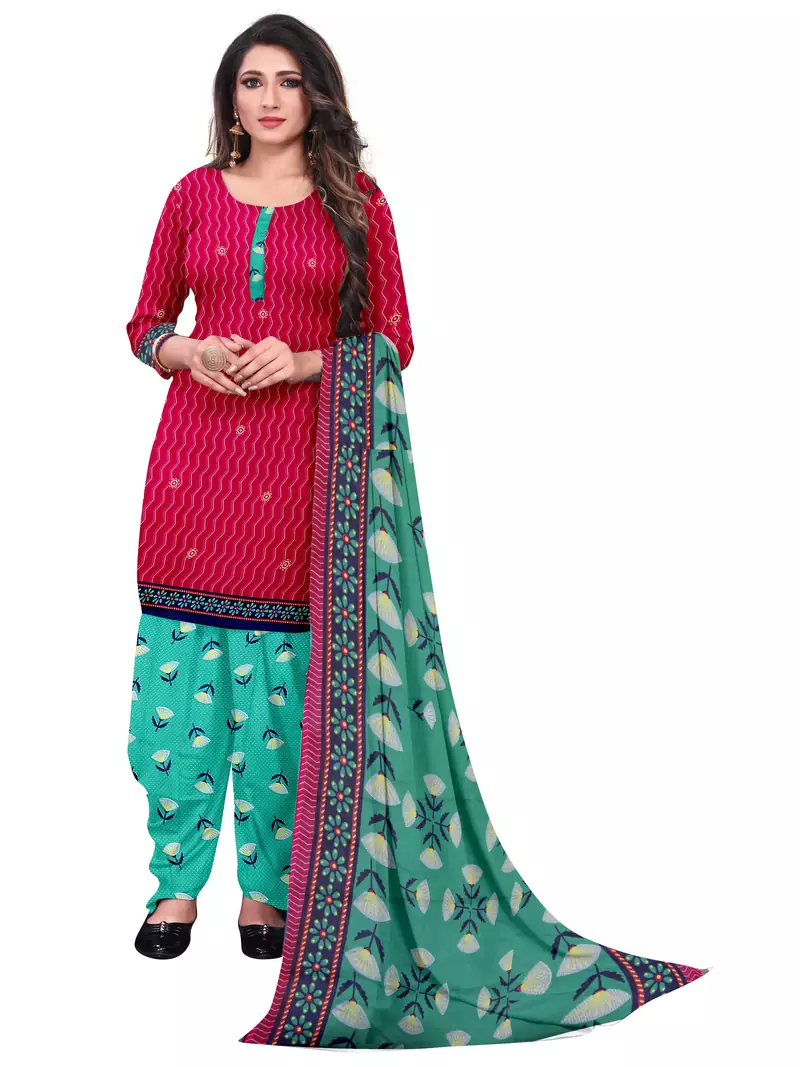 Pink Floral Print Leon Unstitched Salwar Kameez