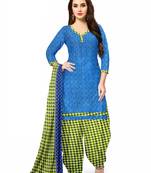 Blue Floral Print Leon Unstitched Salwar Kameez