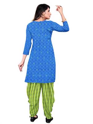 Blue Floral Print Leon Unstitched Salwar Kameez 2