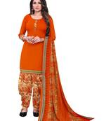 Orange Floral Print Leon Unstitched Salwar Kameez