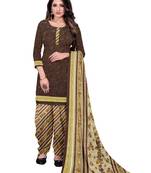 Brown Abstract Print Leon Unstitched Salwar Kameez