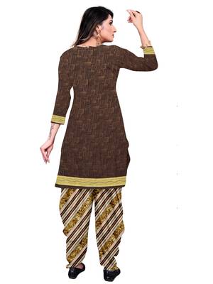 Brown Abstract Print Leon Unstitched Salwar Kameez 3