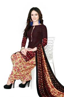 Black Floral Print Leon Unstitched Salwar Kameez