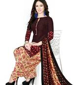 Black Floral Print Leon Unstitched Salwar Kameez