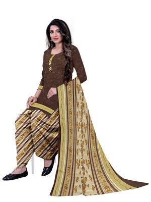 Brown Abstract Print Leon Unstitched Salwar Kameez 4