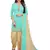 Aqua-Blue Printed Leon Unstitched Salwar Kameez