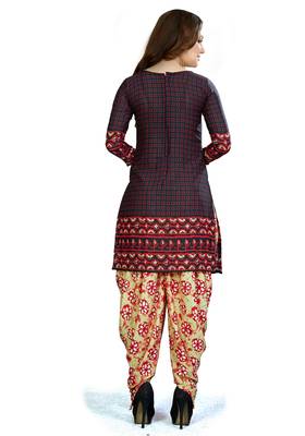 Black Floral Print Leon Unstitched Salwar Kameez 3