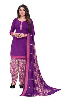 Purple Printed Leon Unstitched Salwar Kameez