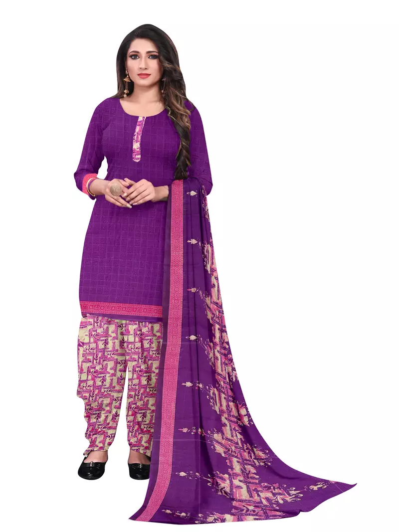Purple Printed Leon Unstitched Salwar Kameez