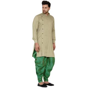 Beige plain rayon men-kurtas 2