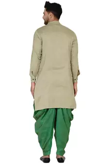 Beige plain rayon men-kurtas