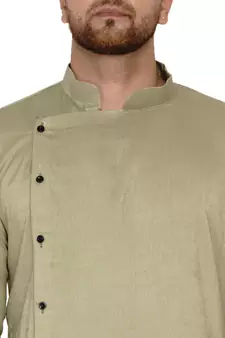 Beige plain rayon men-kurtas