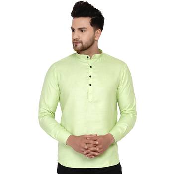 Green plain cotton men-kurtas 1