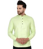 Green plain cotton men-kurtas