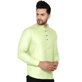 Green plain cotton men-kurtas 2