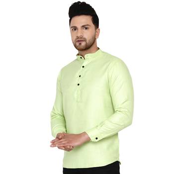 Green plain cotton men-kurtas 3